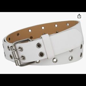 White grommet leather belt